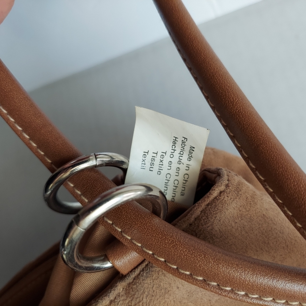 Minicci Faux Suede Leather Shoulder Tan Bag - Picture 15 of 16